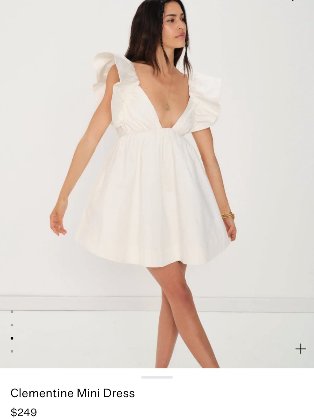 For Love & Lemons White Ruffle-Sleeve Clementine Mini Dress